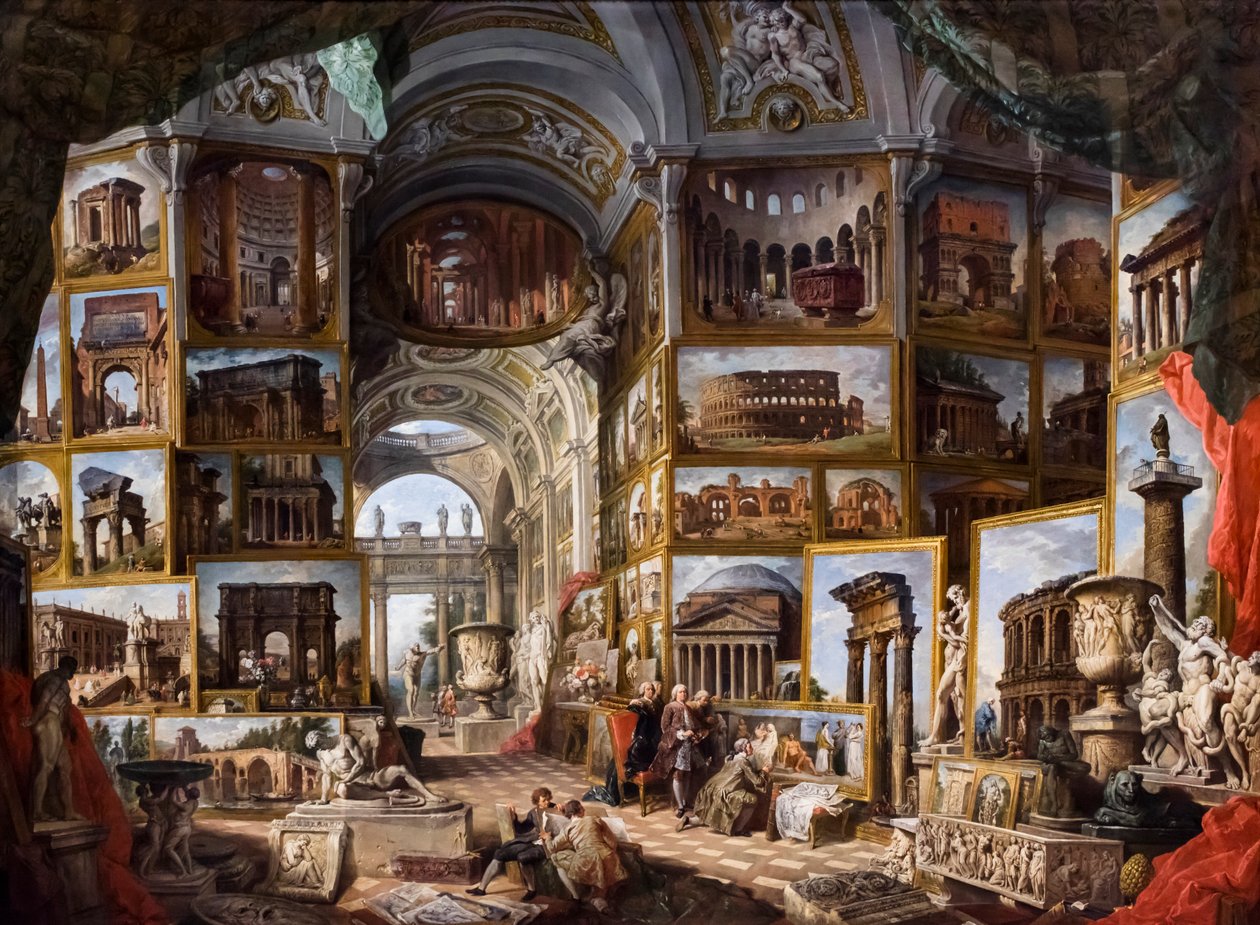 Starożytny Rzym, około 1754/57 (olej na płótnie) autorstwa Giuseppe & Salvi Nicola (1697-1751) Pannini