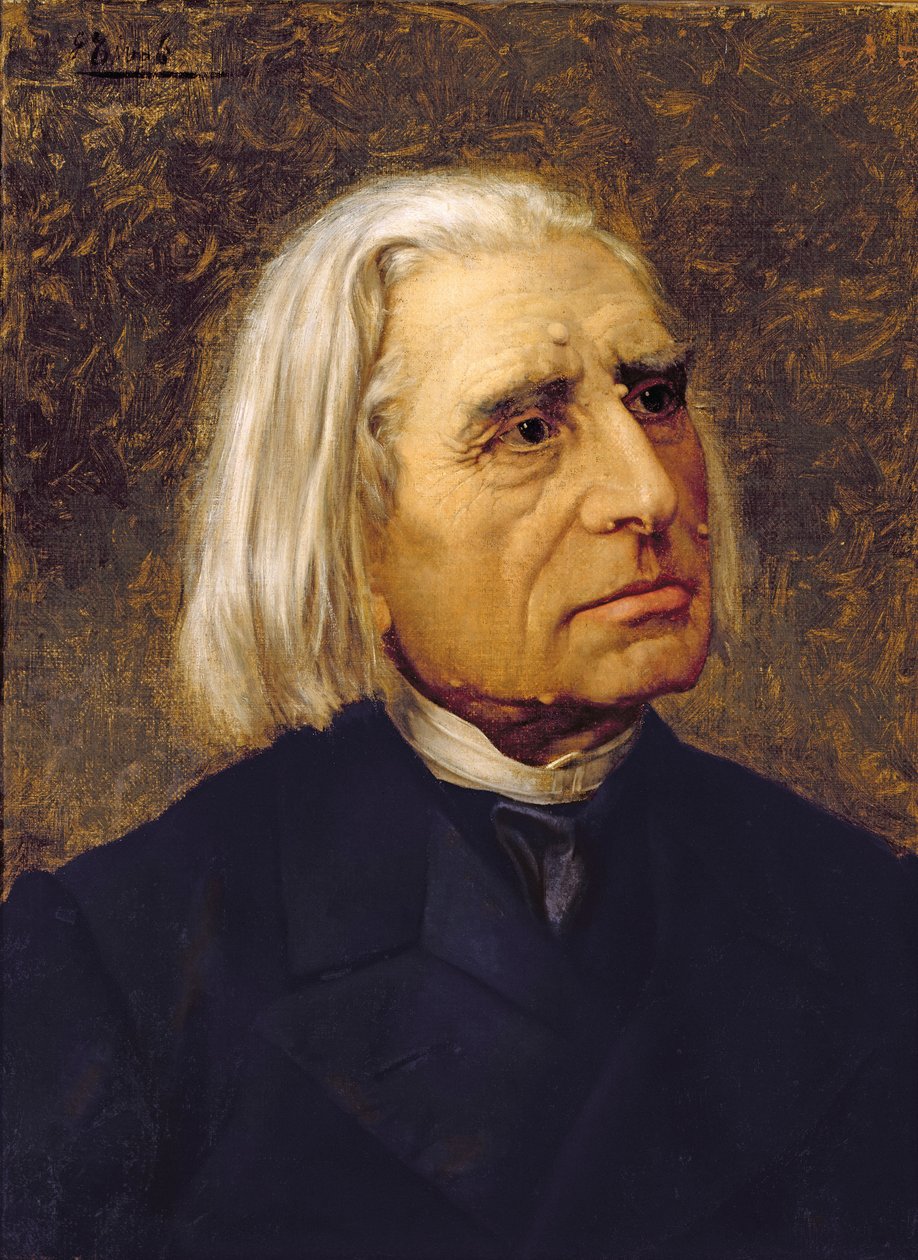Portret Franciszka Liszta (1811-86) (olej na płótnie) autorstwa Giuseppe Tivoli