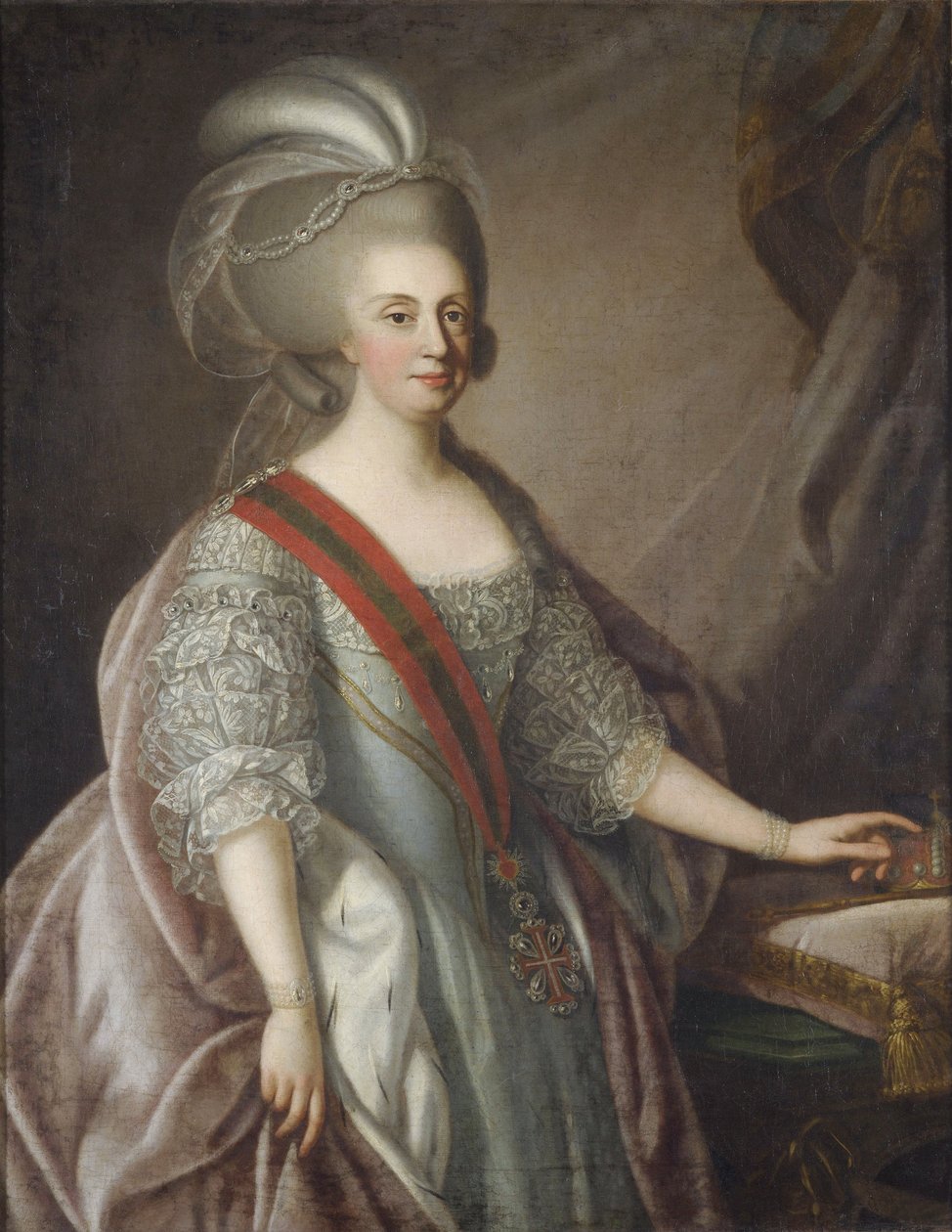 Królowa Portugalii Maria I, zwana Pobożną (lub Szaloną) - Królowa Portugalii Maria I (1734-1816), przez Troni, Giuseppe (1739-1810). olej na płótnie autorstwa Giuseppe Troni