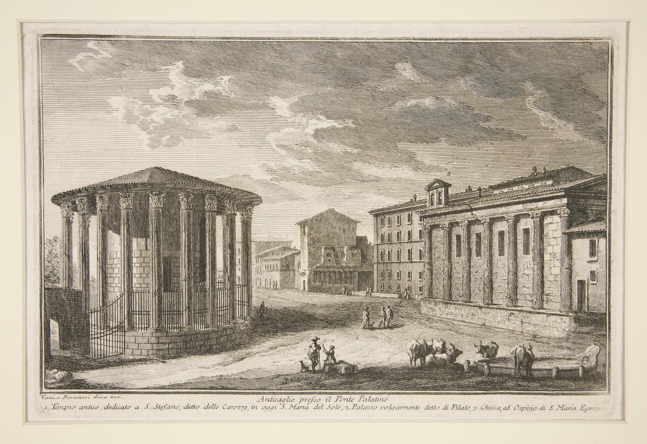 Ruiny w pobliżu Ponte Palatino autorstwa Giuseppe Vasi