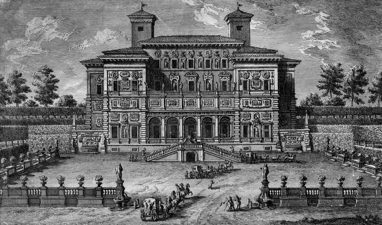 Kasyno i Villa Borghese, niedaleko Rzymu, XVIII wiek. autorstwa Giuseppe Vasi
