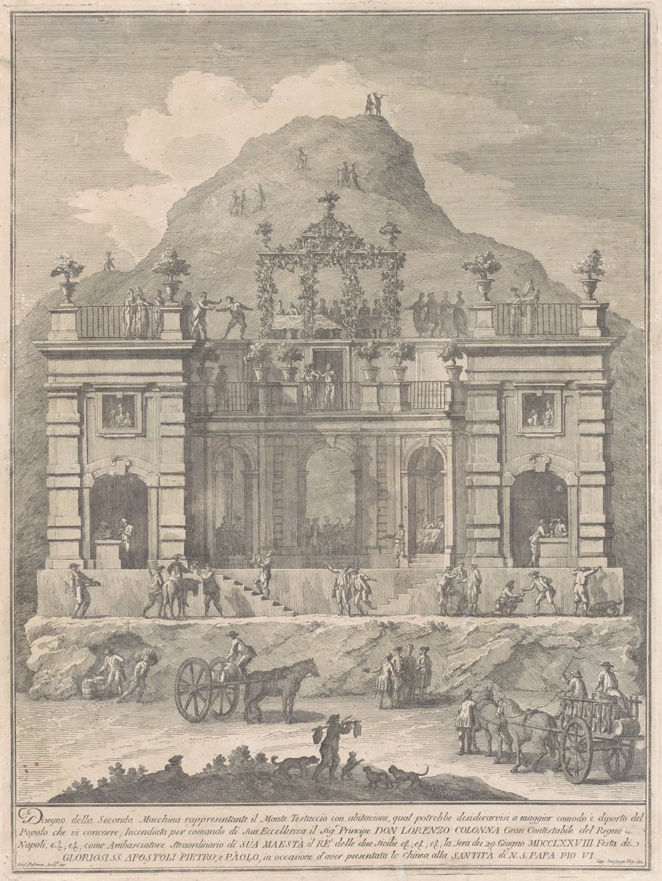 Druga machina dla Chin z 1778 r.: mieszkanie w pobliżu Monte Testaccio autorstwa Giuseppe Vasi, after Giuseppe Palazzi