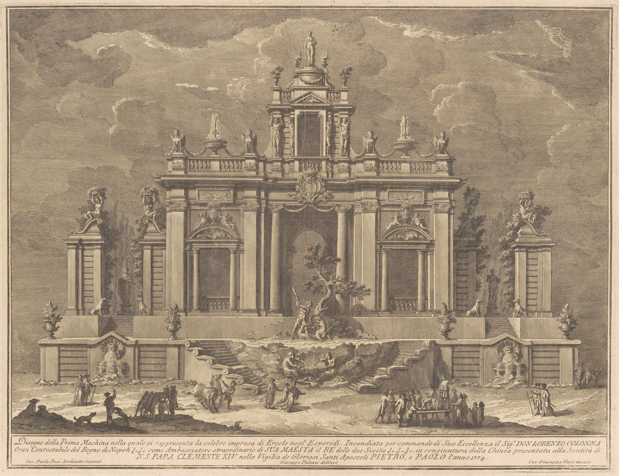 Prima Macchina dla Chin z 1774 r.: Herkules i smok w ogrodzie Hesperydów autorstwa Giuseppe Vasi, after Giuseppe Palazzi, after Paolo Posi