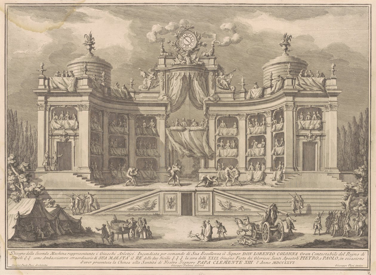 Seconda Macchina dla Chin z 1766 r.: Teatr dla igrzysk sportowych autorstwa Giuseppe Vasi, after Giuseppe Palazzi, after Paolo Posi
