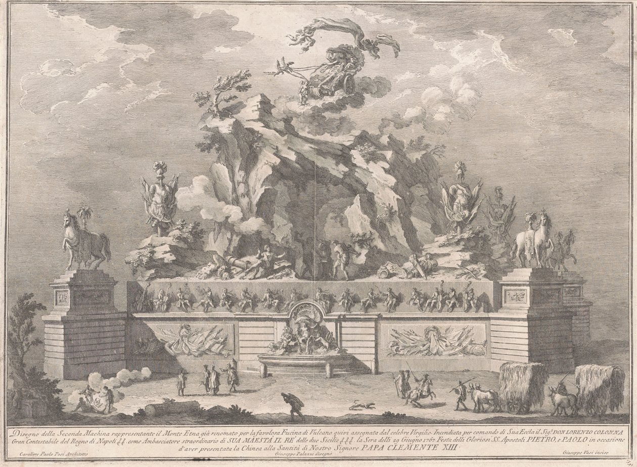 Seconda Macchina dla Chin z 1767 r.: Etna z kuźnią Vulcan autorstwa Giuseppe Vasi, after Giuseppe Palazzi, after Paolo Posi