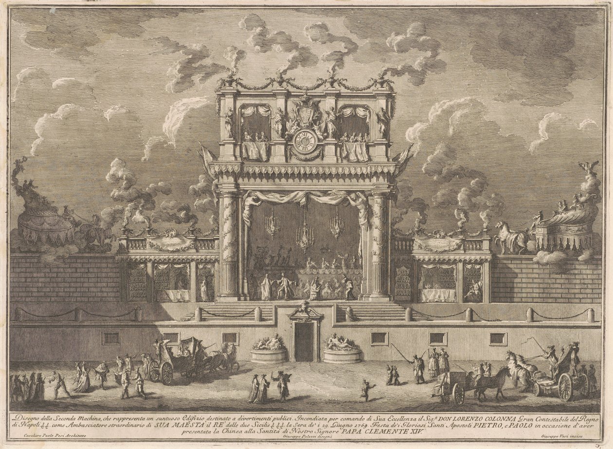Seconda Macchina dla Chin z 1769 roku: budynek rozrywki publicznej autorstwa Giuseppe Vasi, after Giuseppe Palazzi, after Paolo Posi