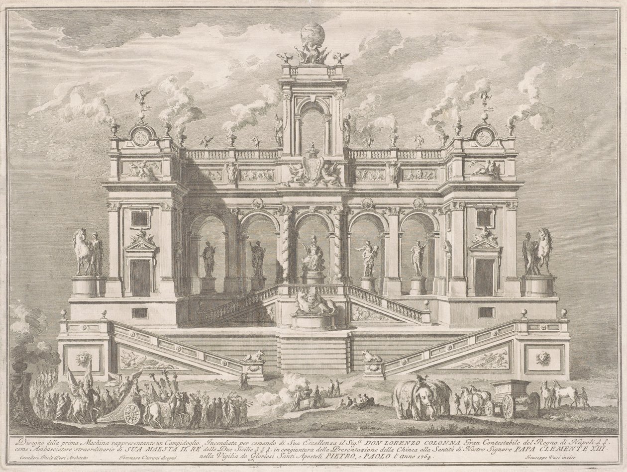Prima Macchina dla Chin z 1764 roku: budynek kapitolu autorstwa Giuseppe Vasi, after Tommaso Catrani, after Paolo Posi