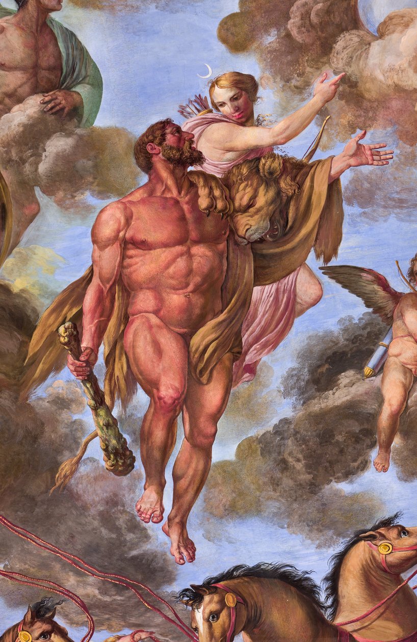 Detal przedstawiający Artemidę, Apoteozę Herkulesa autorstwa Giuseppe Velasco