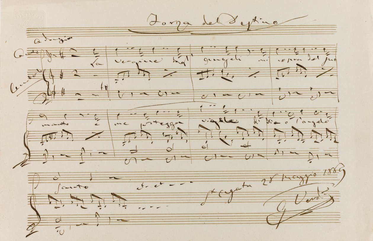 Muzyczny cytat z La forza del destino, Św. Agata, 28 V 1869, 1869. autorstwa Giuseppe Verdi