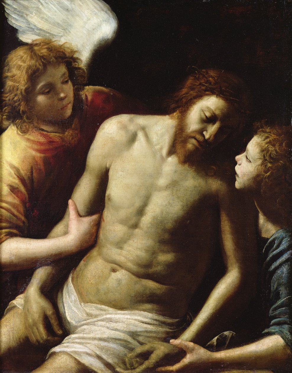 Zmarły Chrystus wspierany przez dwóch aniołów, ok. godz. 1628 autorstwa Giuseppe Vermiglio