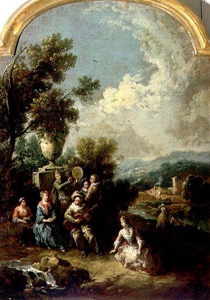 Koncert na wolnym powietrzu (olej na płótnie) autorstwa Giuseppe Zais