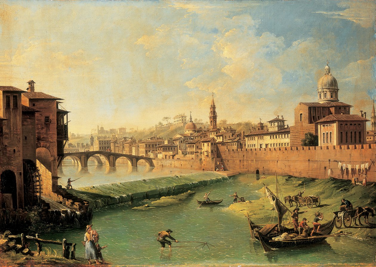 Widok na Arno i Ponte Alla Carraia autorstwa Giuseppe Zocchi