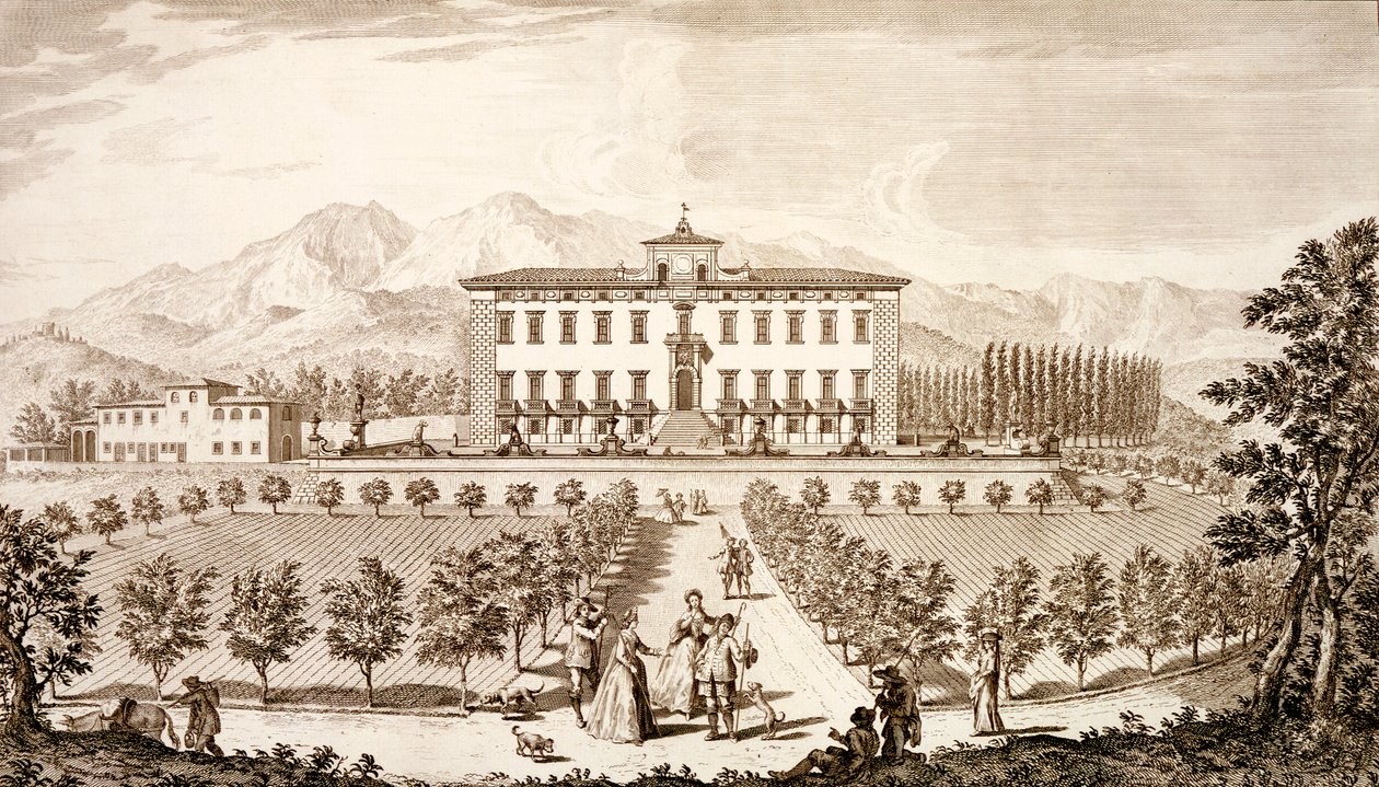 Widok na Villa del Barone, z "Widoków Toskanii" Giuseppe Boucharda, opublikowanych w latach 1744-57 autorstwa Giuseppe Zocchi