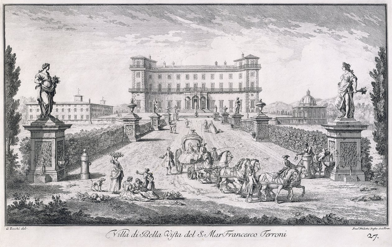 Villa di Bella Vista, płyta 27, z „Widoków” autorstwa Giuseppe Zocchi