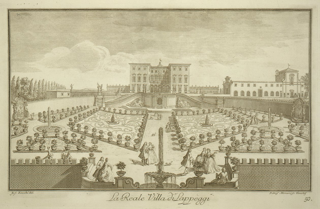 Villa Lappeggi, z Widoków Toskanii, opublikowana ok. 1744-57 autorstwa Giuseppe Zocchi