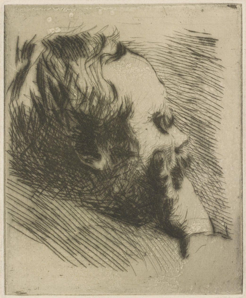 Portret Edgara Degasa, 1875 (sucha igła) autorstwa Giuseppe de Nittis