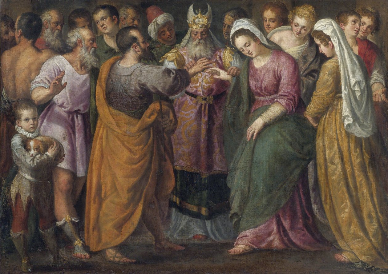 Le mariage de Marie et Joseph - Wesele Maryi i Józefa par Salviati, Giuseppe (1520-1575). Olej na płótnie, format : 116,8x164, , Kolekcja prywatna autorstwa Giuseppe della Porta Salviati
