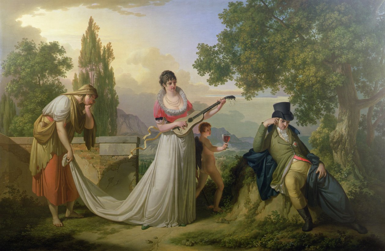 Romantyczna scena alegoryczna autorstwa Giuseppe or Josef Grassi