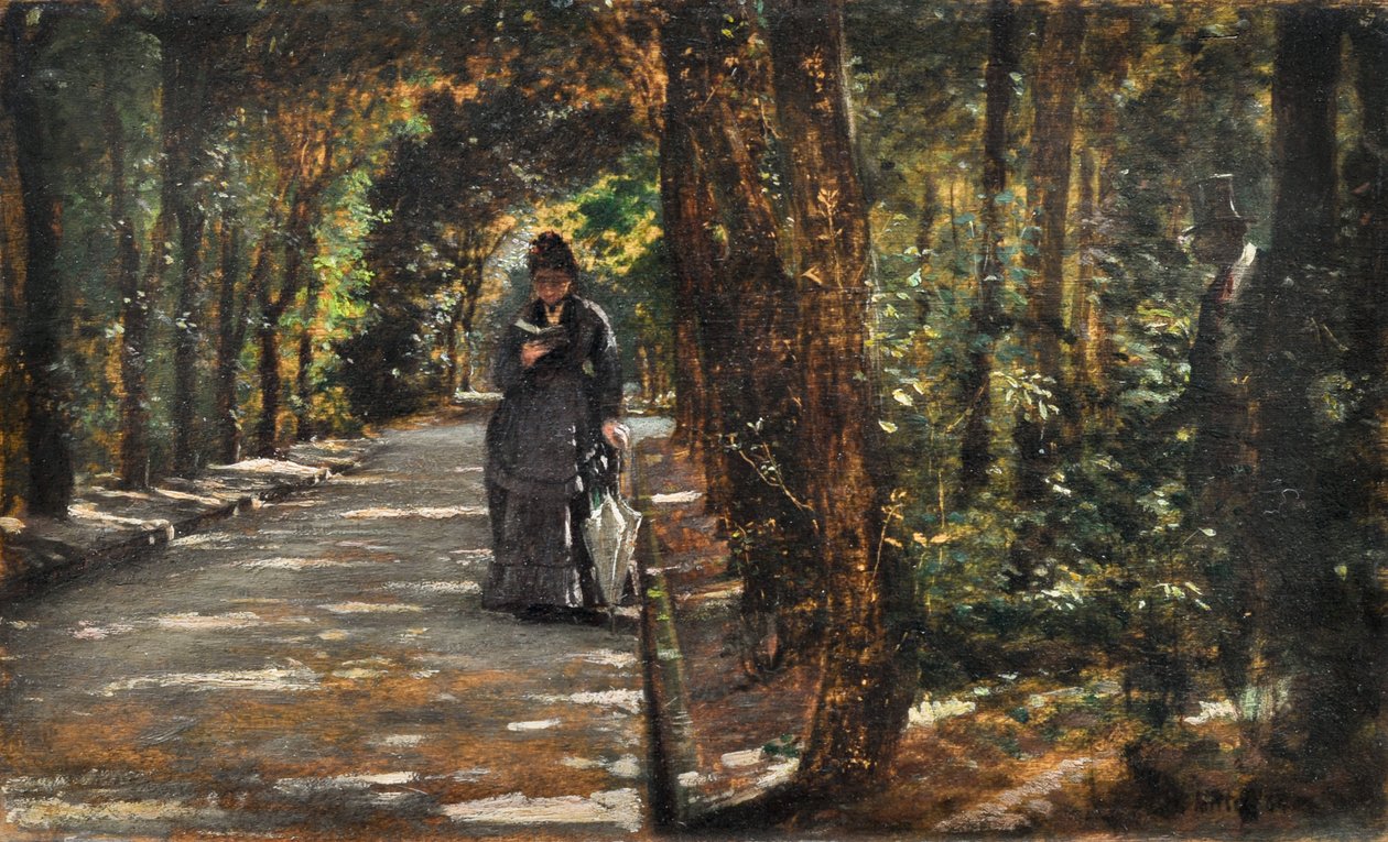 Spotkanie w lesie Portici autorstwa Giuseppe or Joseph de Nittis