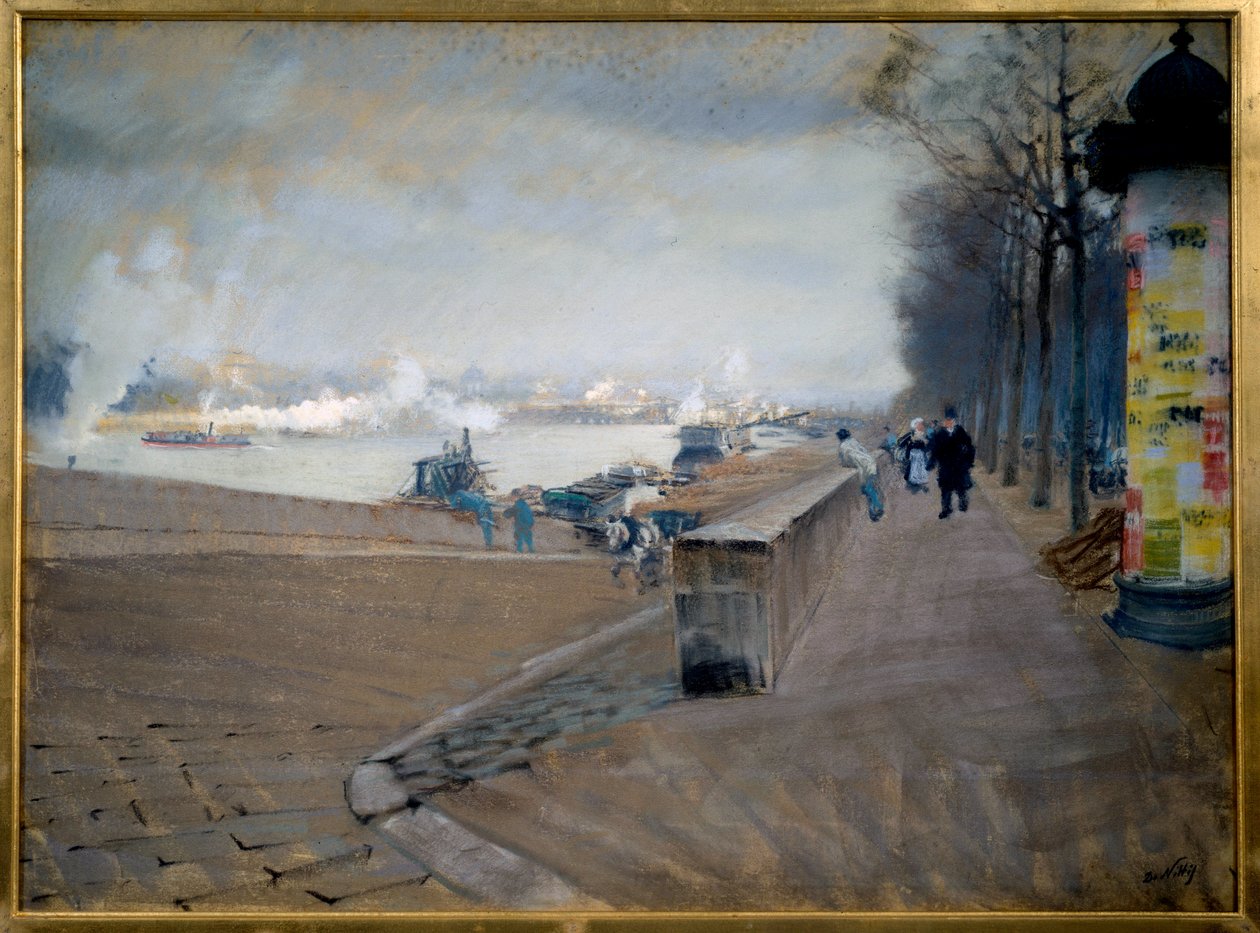 La Seine w Paryżu. Obraz Giuseppe Nittisa (1846-1884) autorstwa Giuseppe or Joseph de Nittis