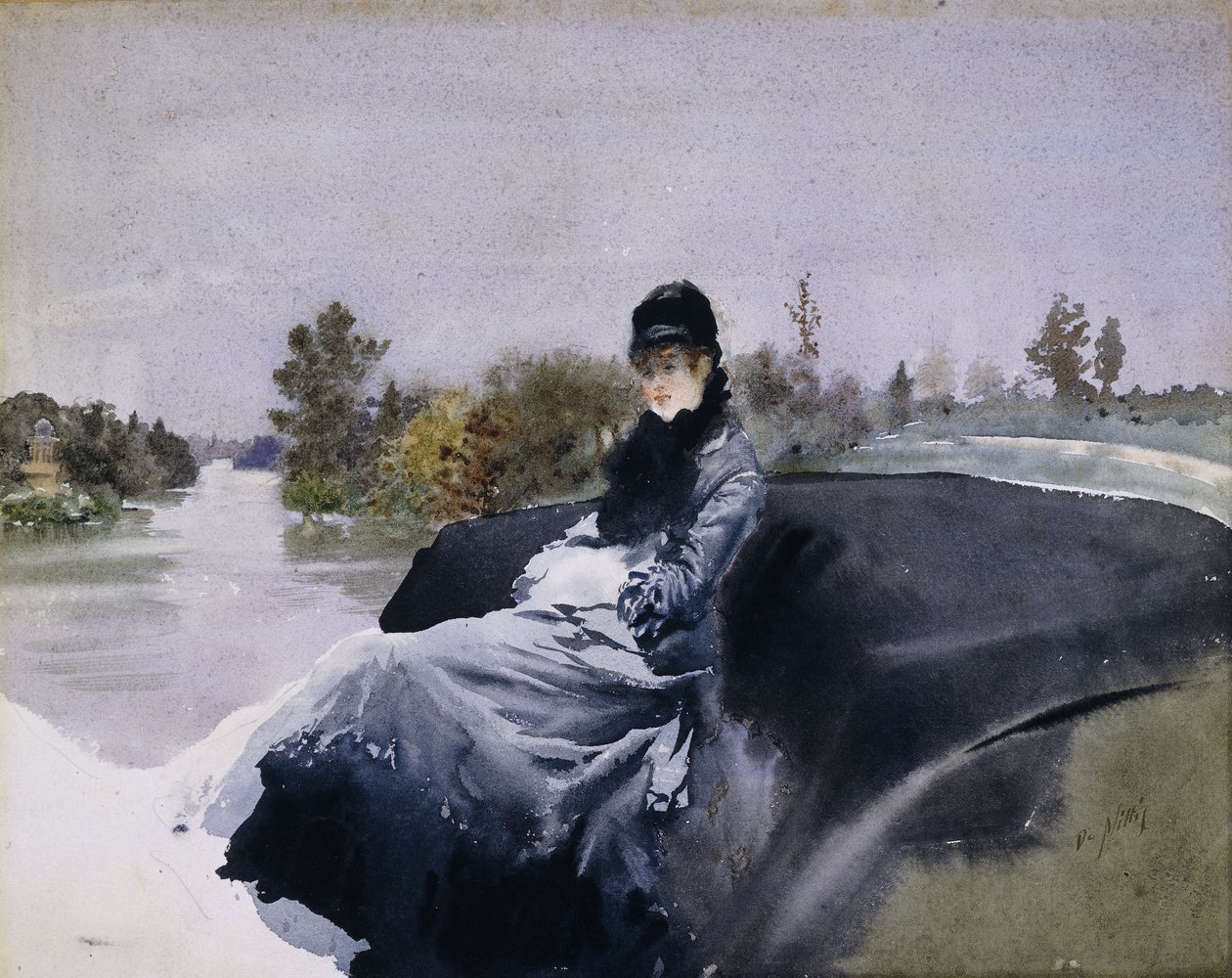 Pani w powozie; Pani w samochodzie, autorstwa Giuseppe or Joseph de Nittis