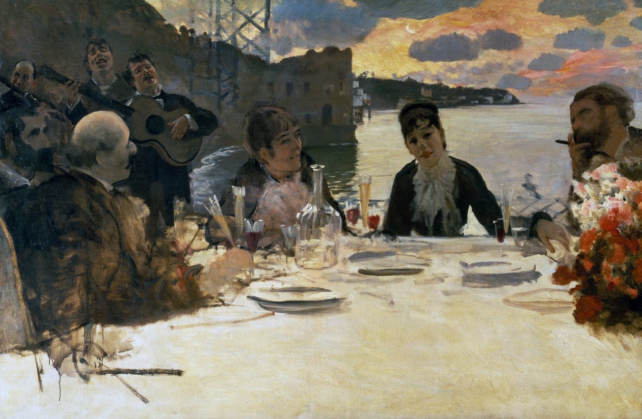 Obiad w Posillipo, ok. 1879 (olej na płótnie) autorstwa Giuseppe or Joseph de Nittis