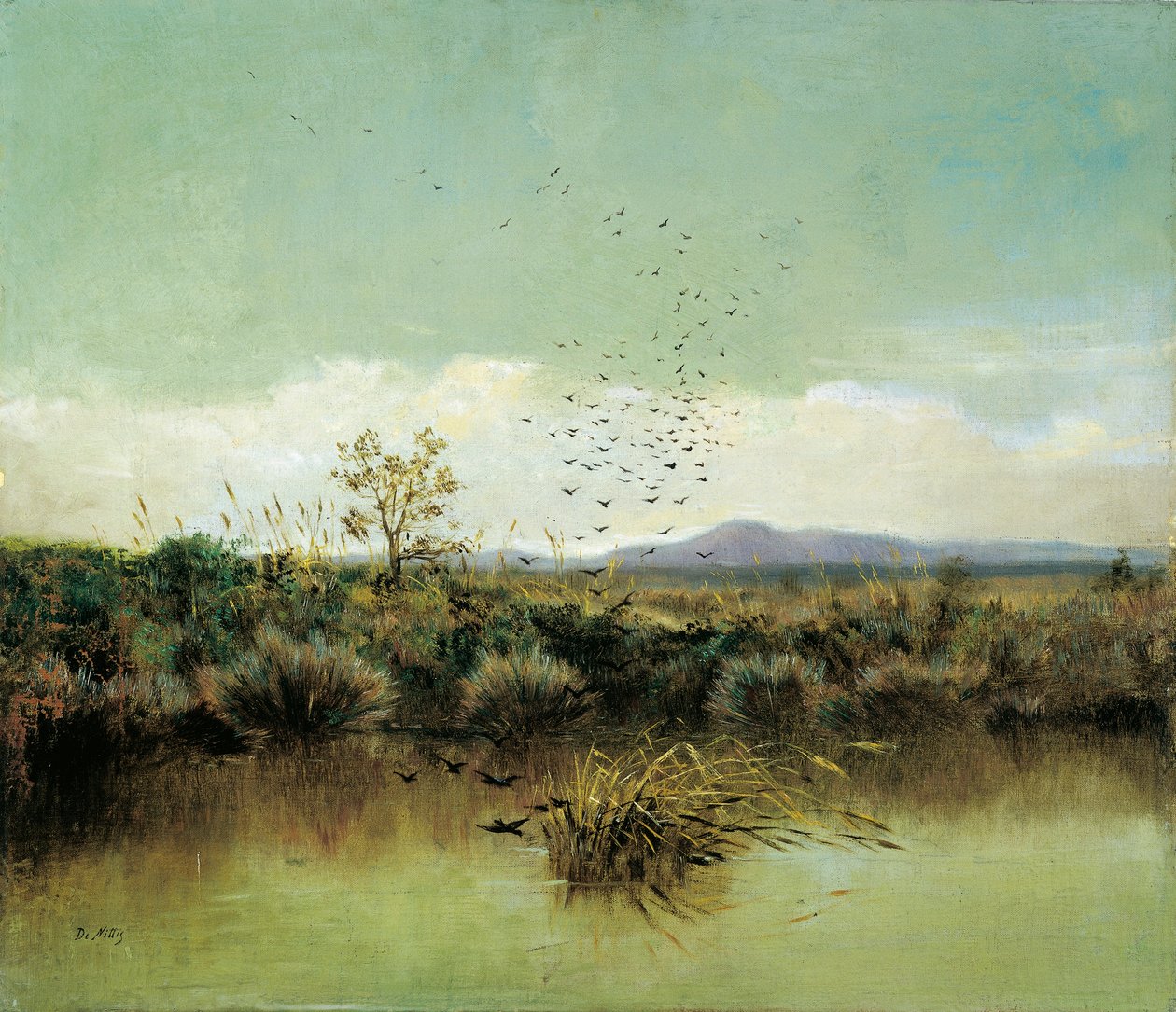 Na brzegach Ofanto, Giuseppe de Nittis (1846-1884), olej na płótnie, 50x58 cm autorstwa Giuseppe or Joseph de Nittis
