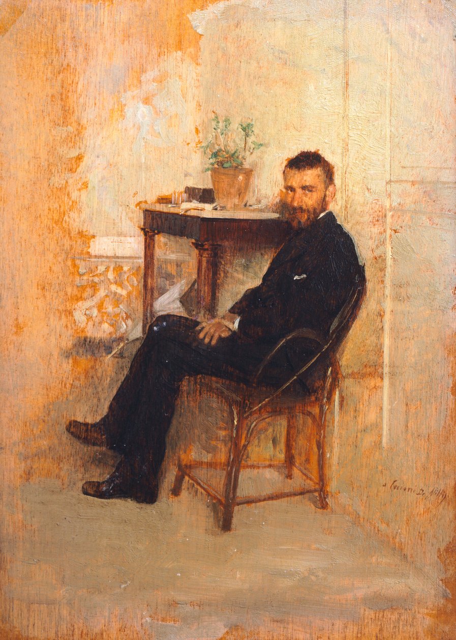 Portret Adriano Cecioniego, autorstwa Giuseppe de Nittis (1846-1884) autorstwa Giuseppe or Joseph de Nittis