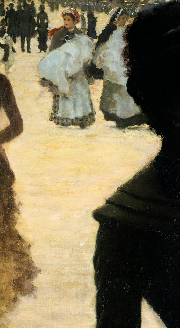 Powrót z Lasku Bulońskiego, Dama z psem, Giuseppe de Nittis, fragment autorstwa Giuseppe or Joseph de Nittis