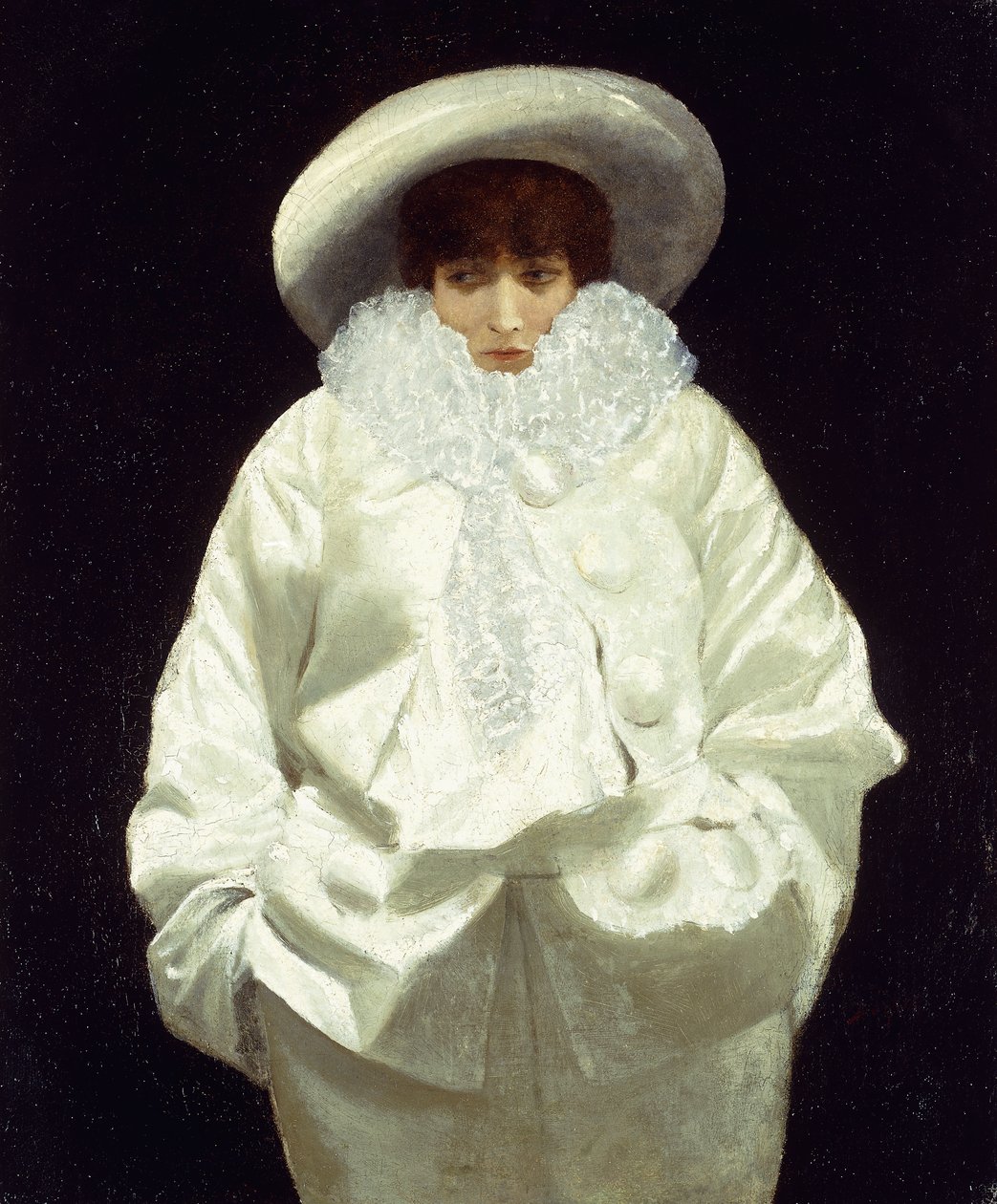 Sarah Bernhardt jako Pierrot, autorstwa Giuseppe or Joseph de Nittis