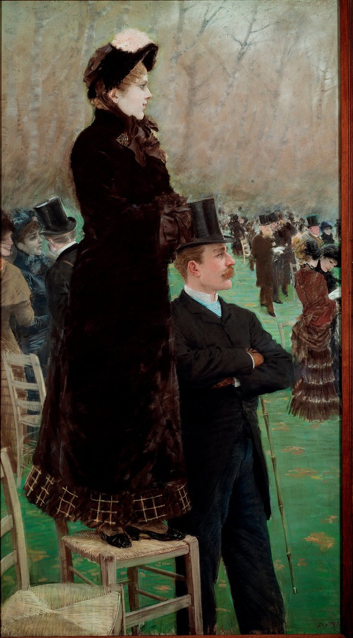 Wyścigi w Bois de Boulogne Widzowie oglądają wyścigi konne autorstwa Giuseppe or Joseph de Nittis