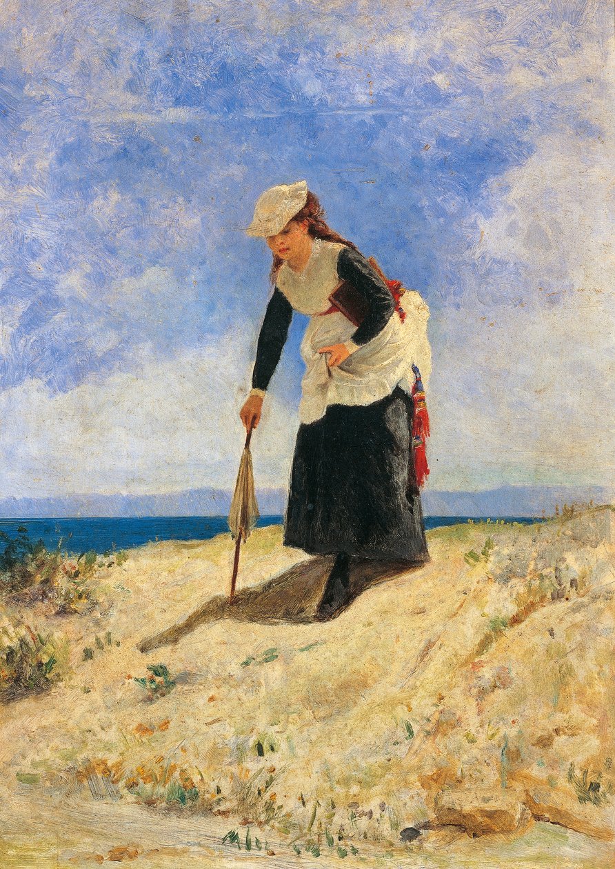 Kobieta w piasku, ok. 1875, Giuseppe de Nittis (1846-1884), olej na płótnie, 35x26 cm autorstwa Giuseppe or Joseph de Nittis