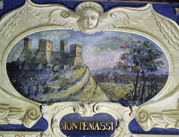 Montemassi, z serii kartuszów przedstawiających wizerunki rezydencji hrabiego Pannochieschi d