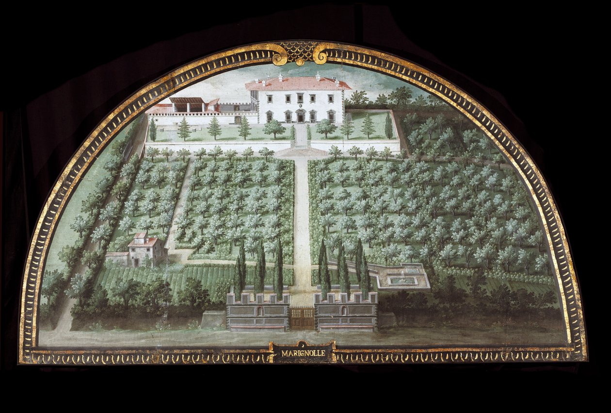 Widok Villa di Marignolle niedaleko Florencji, Włochy (Tempera autorstwa Giusto Utens