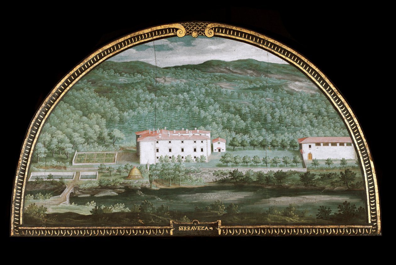 Widok Villa di Seravezza w pobliżu Massa Carrara, Włochy (Tempera autorstwa Giusto Utens