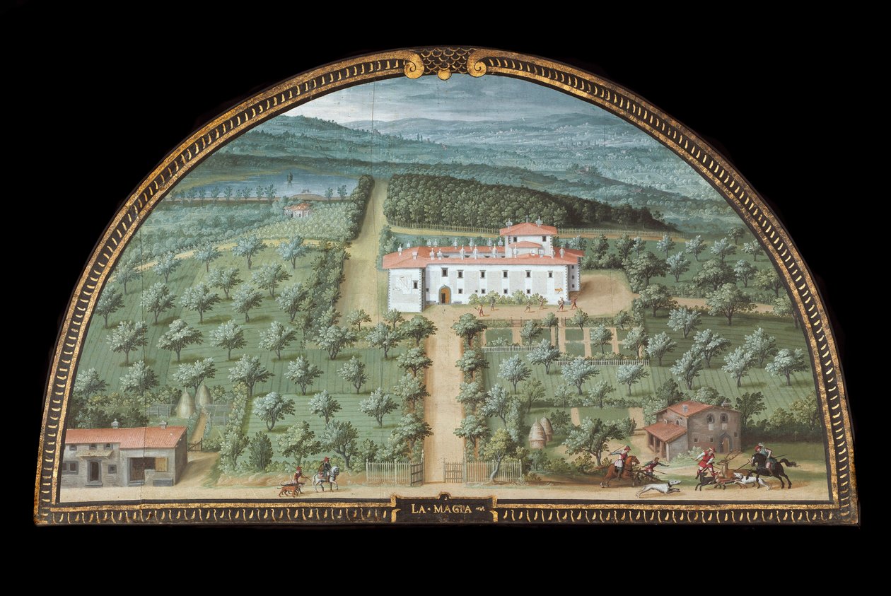Widok Villa la Magia w pobliżu Pistoia, Włochy (Tempera autorstwa Giusto Utens