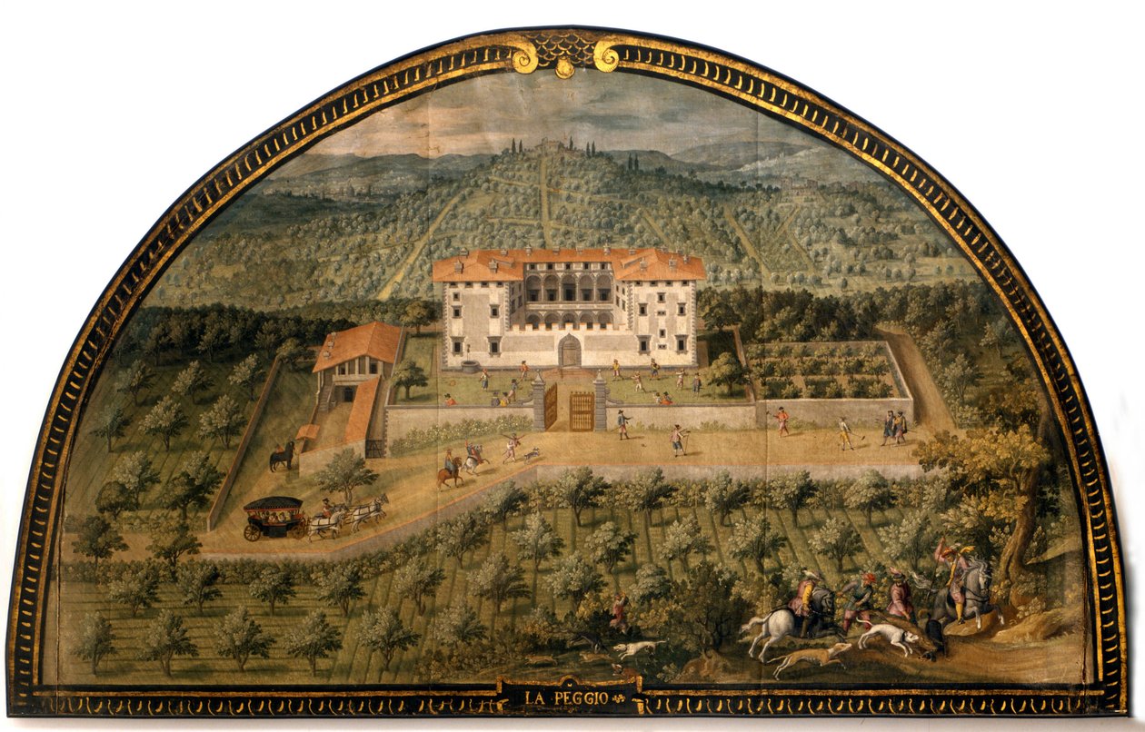 Willa „La Peggio” autorstwa Giusto Utensa (XVI wiek). Mężczyźni grający w piłkę. Muzeum Florencji, takie jakie było. Florencja. autorstwa Giusto Utens