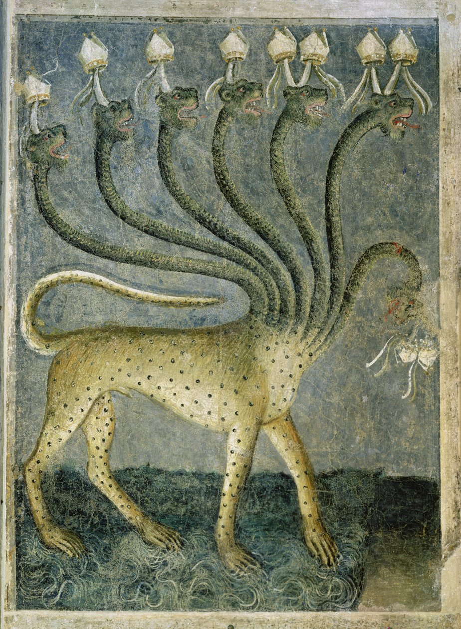 Siedmiogłowa bestia wychodząca z morza, 1360-70 autorstwa Giusto di Giovanni de Menabuoi