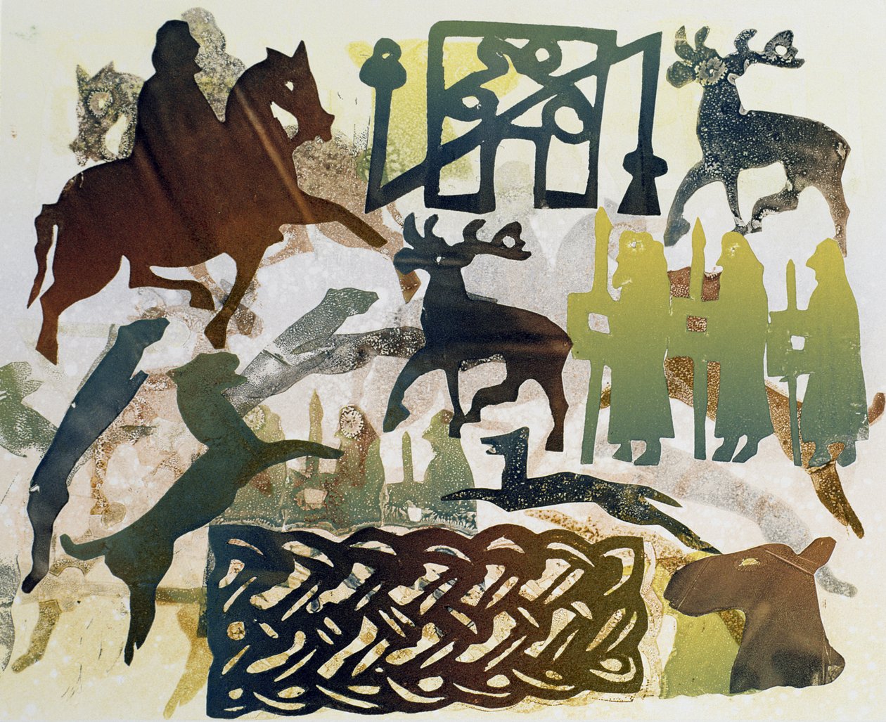 Starożytni podróżnicy, 1995 (monotypia) autorstwa Gloria Wallington