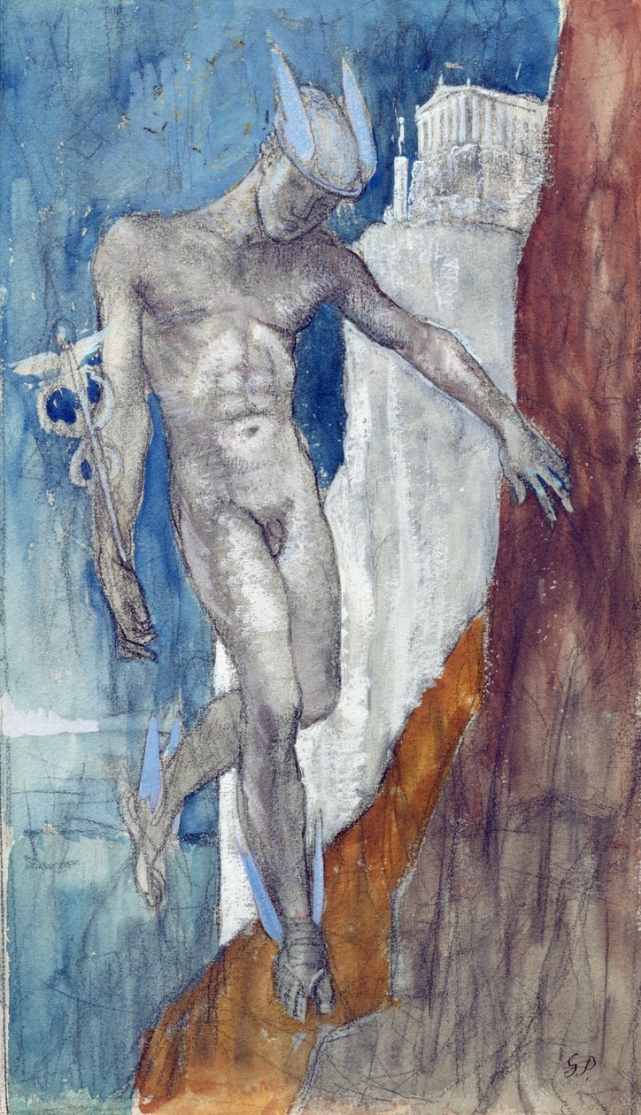 Hermes Malejąco (ołówek i wc) autorstwa Glyn Warren Philpot