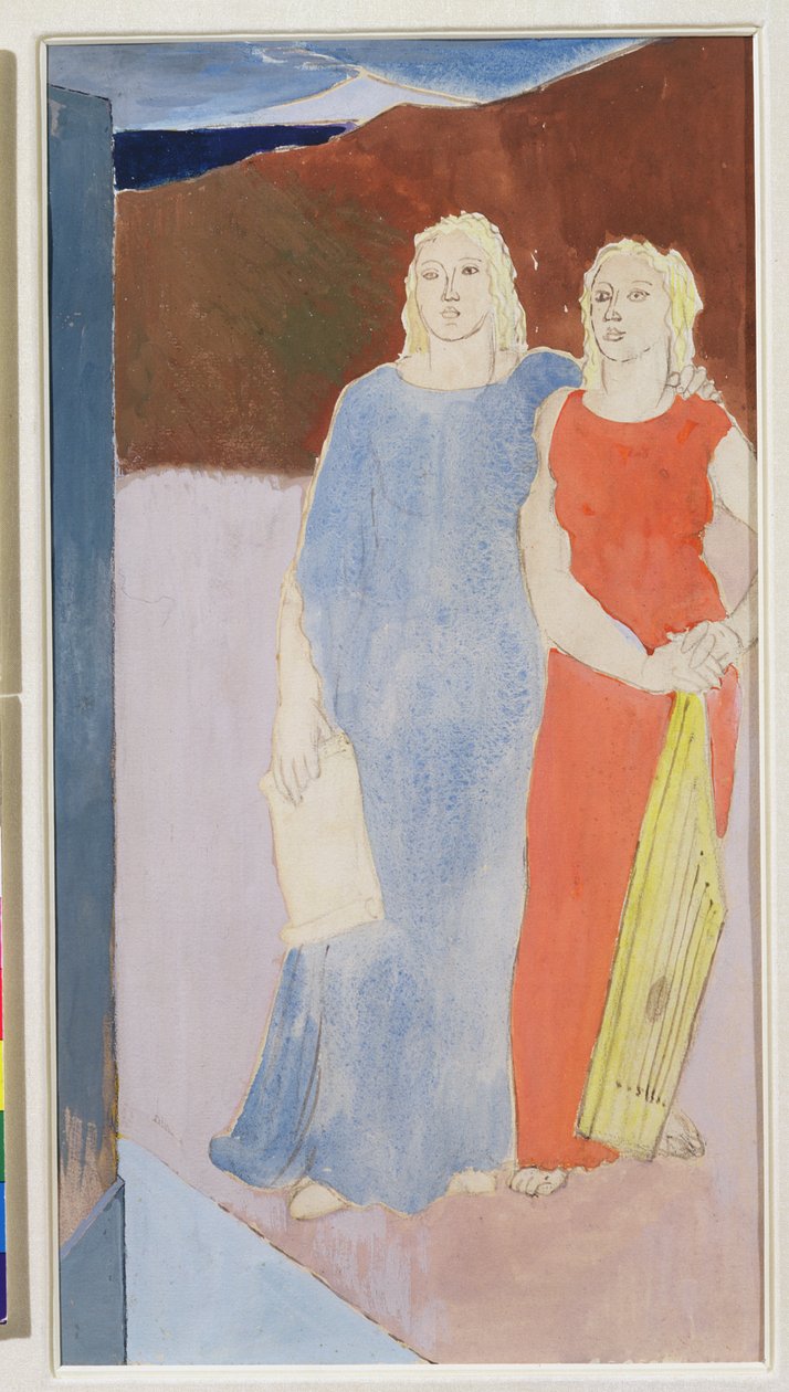 Dwie muzy przy grobie poety, 1937 autorstwa Glyn Warren Philpot