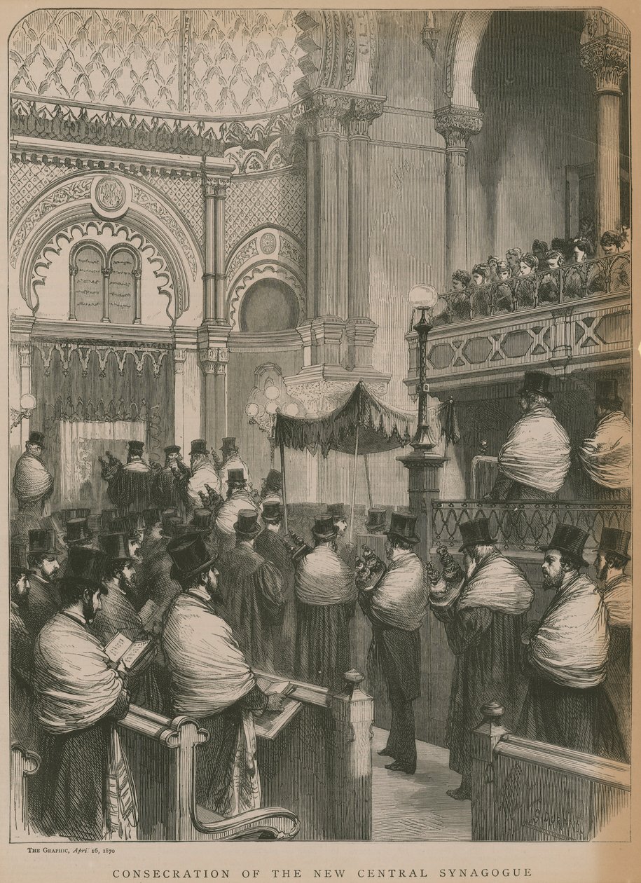 Poświęcenie Nowej Synagogi Centralnej (rycina) autorstwa Godefroy Durand