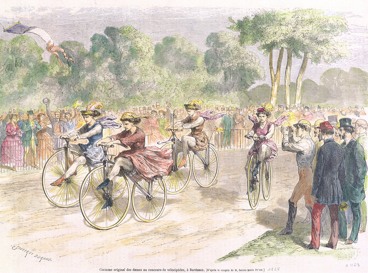 Oryginalne kostiumy na wyścig Velocipede w Bordeaux autorstwa Godefroy Durand