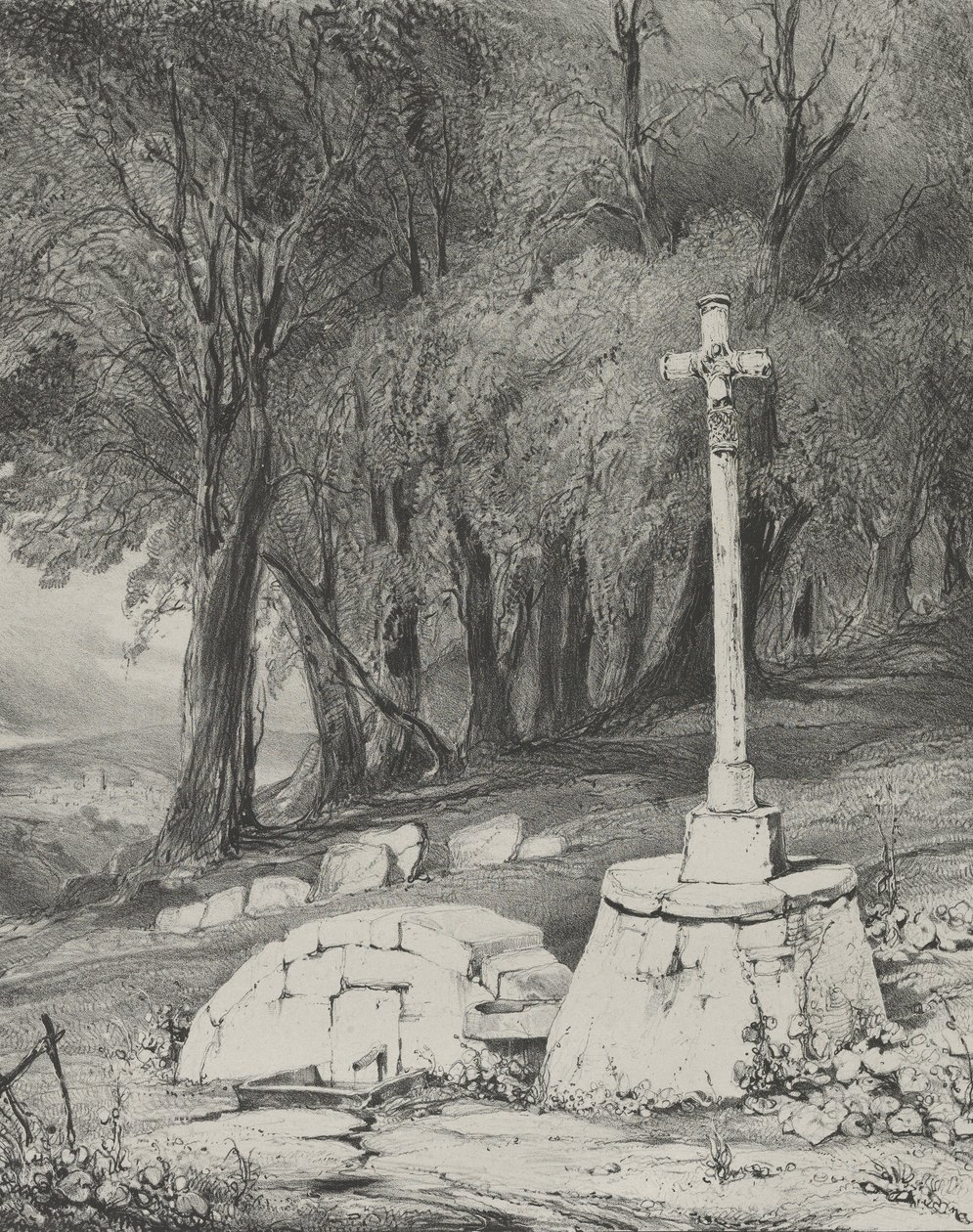 Krzyż na drodze z Clermont do Royal, 1831. autorstwa Godefroy Engelmann