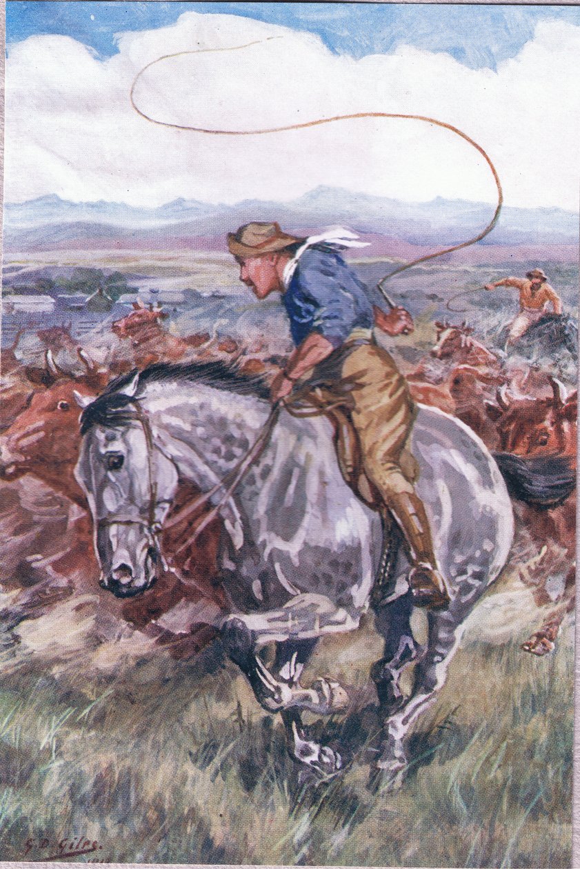 The Sick Stockrider, z Poems of Adam Lindsay Gordon opublikowane przez T. N. Foulis, 1912 autorstwa Godfrey Douglas Giles