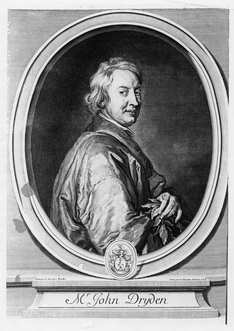 John Dryden (1631-1700) grawerowany przez Gerarda Edelincka (1640-1707) autorstwa Godfrey Kneller