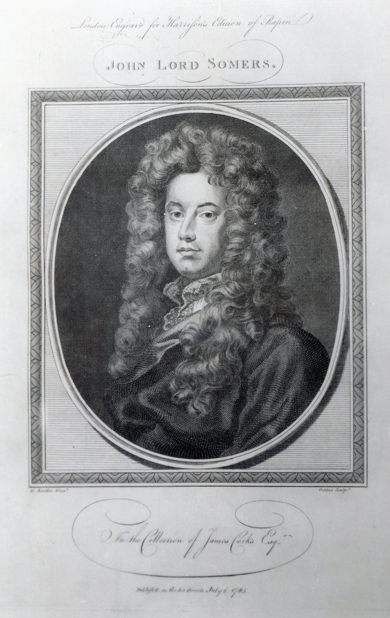 John, Lord Somers, grawerowany przez Johna Goldera, 1785 autorstwa Godfrey Kneller