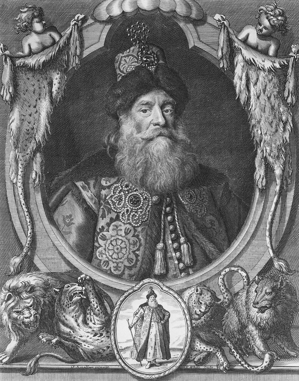 Peter John Potiomkin, grawerowane przez R. White autorstwa Godfrey Kneller