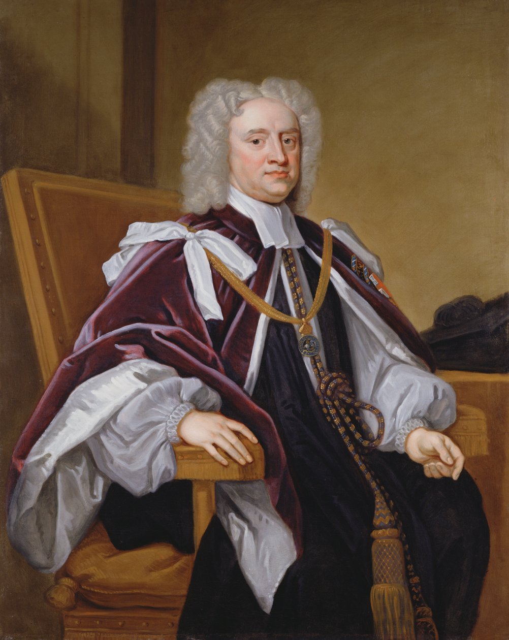 Portret biskupa Trelawny, jednego z siedmiu biskupów, którzy złożyli petycję przeciwko Deklaracji Odpustowej Jakuba II i byli sądzeni za zniesławienie. autorstwa Godfrey Kneller