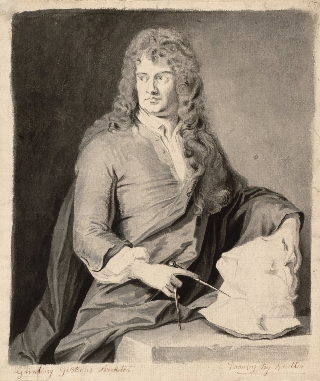 Portret Grinlinga Gibbonsa (1648-1721) autorstwa Godfrey Kneller